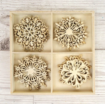 Snowflakes Laser Cut Wooden Shapes, 20 pieces